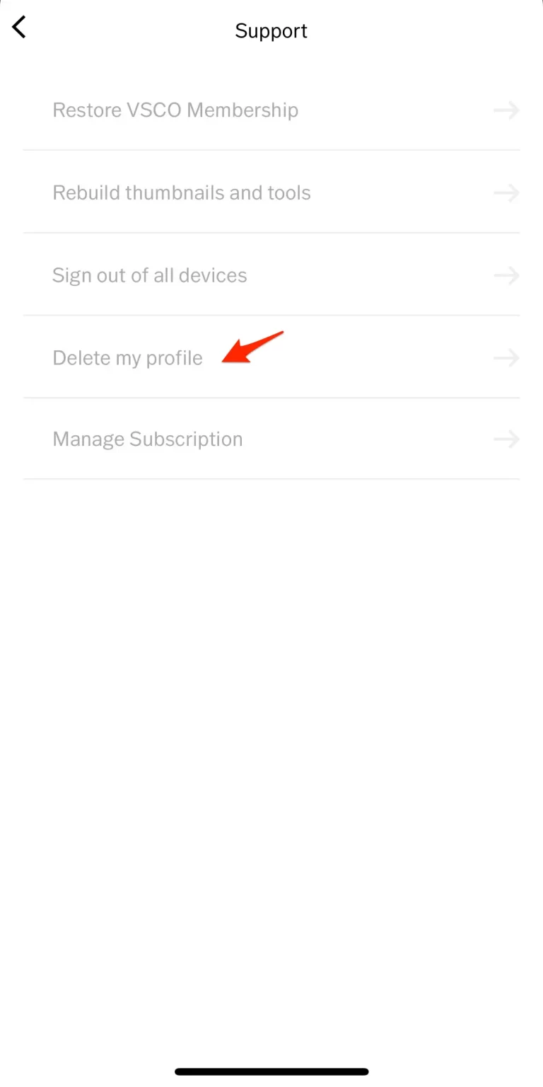 Delete VSCO Account from iOS Devices